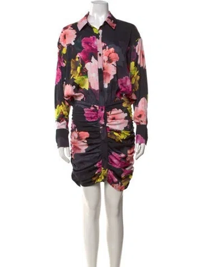 Pre-owned Le Superbe Floral Print Mini Dress In Black