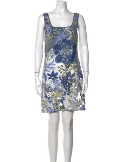 Pre-owned Le Superbe Floral Print Mini Dress In Blue