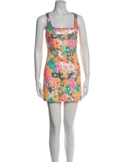 Pre-owned Le Superbe Floral Print Mini Dress In Multicolor