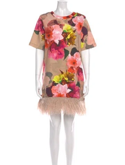 Pre-owned Le Superbe Floral Print Mini Dress In Neutral