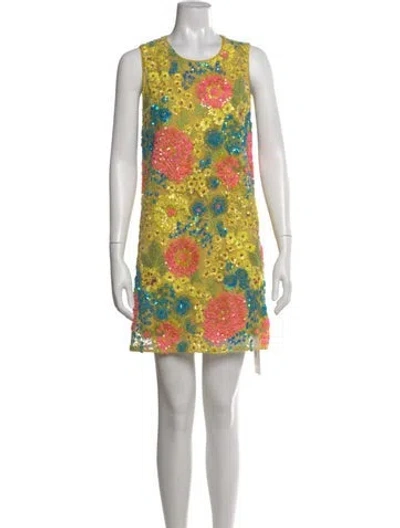 Pre-owned Le Superbe Floral Print Mini Dress In Neutral