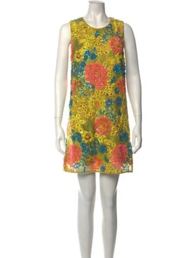 Pre-owned Le Superbe Floral Print Mini Dress In Neutrals