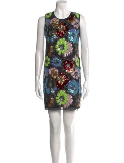 Pre-owned Le Superbe Floral Print Mini Dress W/ Tags In Black