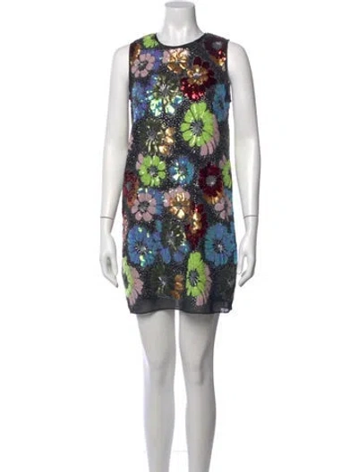Pre-owned Le Superbe Floral Print Mini Dress W/ Tags In Black