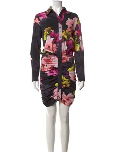 Pre-owned Le Superbe Floral Print Mini Dress W/ Tags In Black