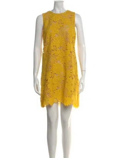 Pre-owned Le Superbe Floral Print Mini Dress W/ Tags In Yellow
