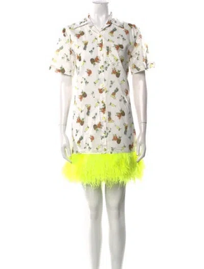 Pre-owned Le Superbe Floral Print Mini Dress In White