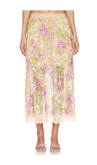 Le Superbe Flori Culture Pleated Skirt In Multi