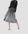 Le Superbe Foil Pleated Skirt In Silver In Blue