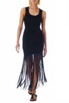 Le Superbe Fringe Hem Tank Dress In Black In Black