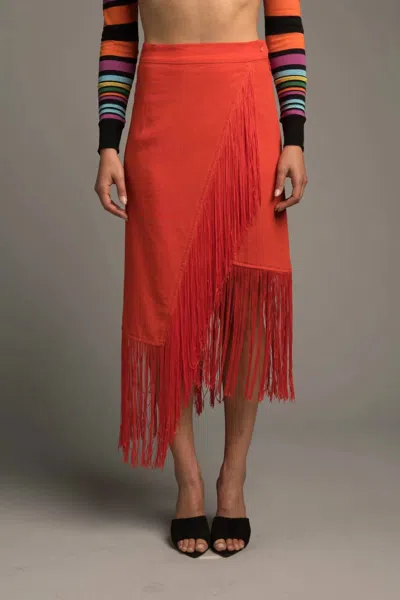 Le Superbe Fringe With Benefits Skirt In Terracotta In Orange