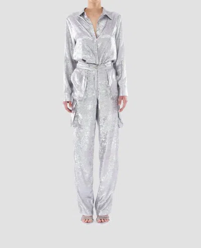 Le Superbe Glistening Boyfriend Shirt In Silver In Gray