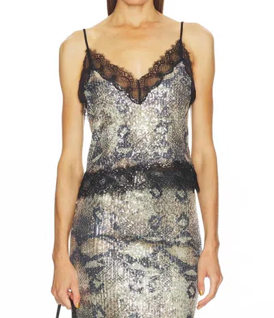 Le Superbe Glossy Lace Cami Top In Desert Gloss Snake In Multi