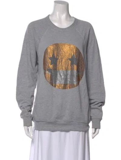 Pre-owned Le Superbe Graphic Print Scoop Neck Sweater In Gray