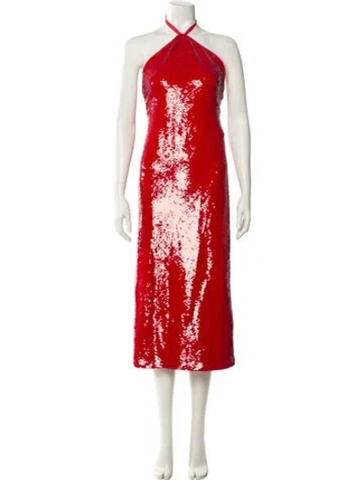 Pre-owned Le Superbe Halterneck Long Dress In Red