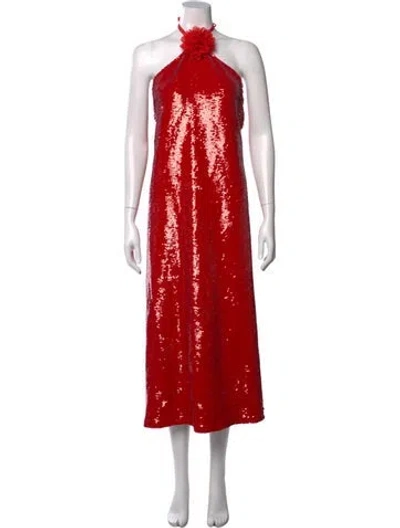 Pre-owned Le Superbe Halterneck Midi Length Dress W/ Tags In Red
