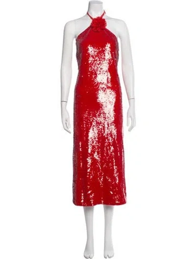 Pre-owned Le Superbe Halterneck Midi Length Dress W/ Tags In Red