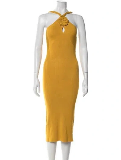 Pre-owned Le Superbe Halterneck Midi Length Dress W/ Tags In Yellow