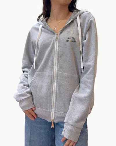 Le Superbe Happy Everything Zip Up Hoodie In Heather Grey In Gray