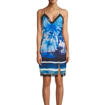 Le Superbe Helenas Tropical Slip Dress In Blue