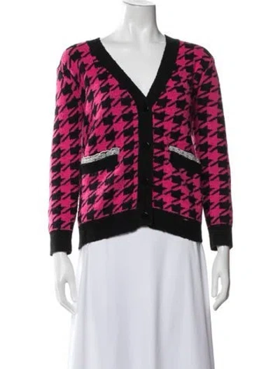 Pre-owned Le Superbe Houndstooth Print V-neck Sweater In Multicolor