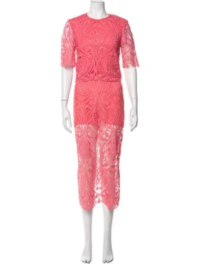 Pre-owned Le Superbe Lace Pattern Skirt Set In Pink