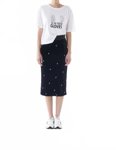 Le Superbe Liza Skirt In Black Velvet With With Embellishments