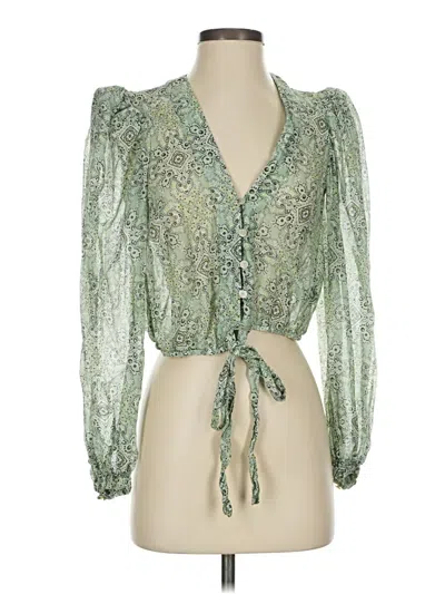 Pre-owned Le Superbe Long Sleeve Blouse In Green