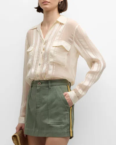 Le Superbe Long-sleeve Ribbon Stripe Shirt In Cream