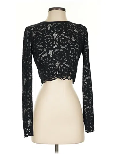 Pre-owned Le Superbe Long Sleeve Top Black Mock Neckline Tops