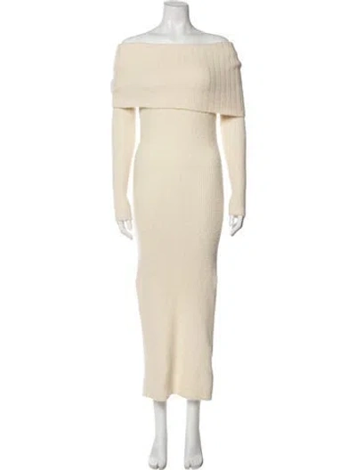 Pre-owned Le Superbe Merino Wool Long Dress In Neutral