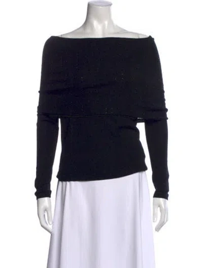 Pre-owned Le Superbe Merino Wool Off-the-shoulder Sweater In Black