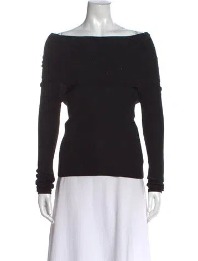 Pre-owned Le Superbe Merino Wool Off-the-shoulder Sweater In Black