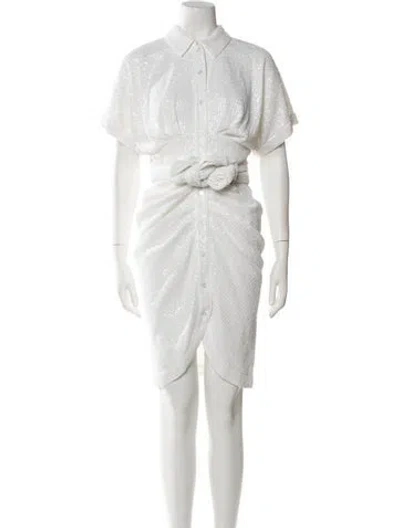 Pre-owned Le Superbe Mock Neck Knee-length Dress In White