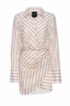 Le Superbe Montmartre Mini Dress In Sand Stripped In Multi