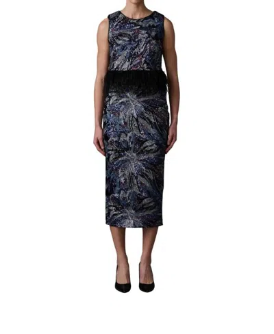 Le Superbe Murakami Top In Midnight Abstract Floral In Black