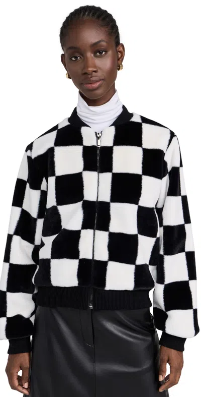 Le Superbe On The Walk Bomber Jacket Checkered Faux Fur
