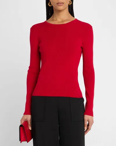LE SUPERBE OPEN HEART KNIT SWEATER IN RED