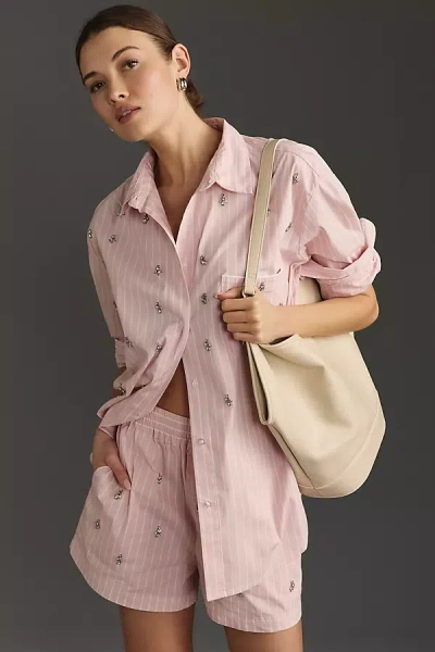 Le Superbe Over You Striped Buttondown Shirt In Pink