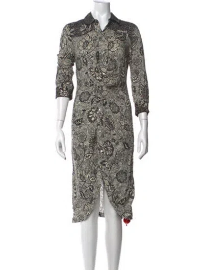 Pre-owned Le Superbe Paisley Print Midi Length Dress W/ Tags In Black