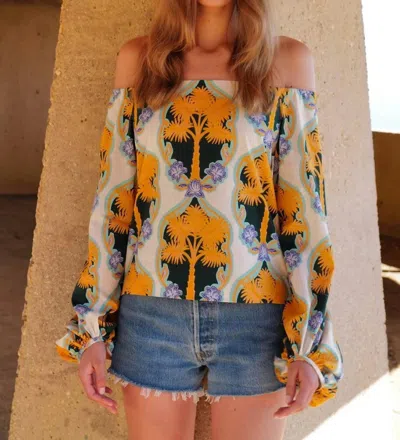Le Superbe Palm Insignia Top In Yellow/multi