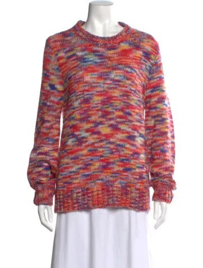 Pre-owned Le Superbe Patterned Crew Neck Sweater In Red