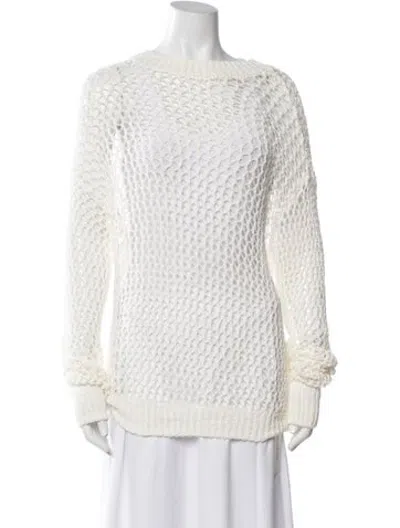 Pre-owned Le Superbe Patterned Crew Neck Sweater In White
