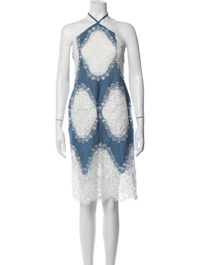 Pre-owned Le Superbe Patterned Midi Length Dress In Blue