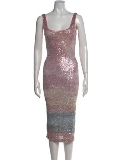 Pre-owned Le Superbe Patterned Midi Length Dress In Purple