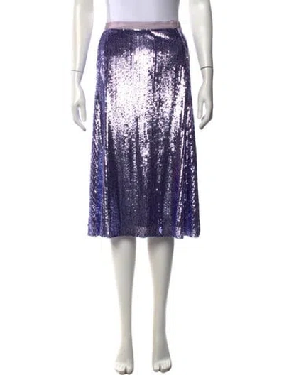 Pre-owned Le Superbe Patterned Midi Length Skirt In Purple