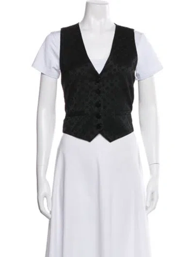 Pre-owned Le Superbe Patterned Vest W/ Tags In Black