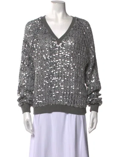 Pre-owned Le Superbe Patterned V-neck Sweater In Multicolor