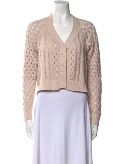 Pre-owned Le Superbe Patterned V-neck Sweater In Pink