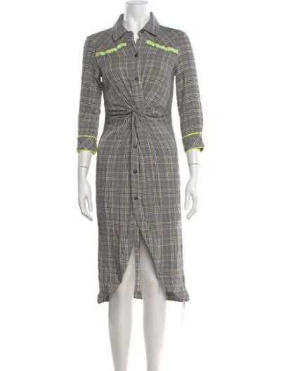 Pre-owned Le Superbe Plaid Print Midi Length Dress In Grey